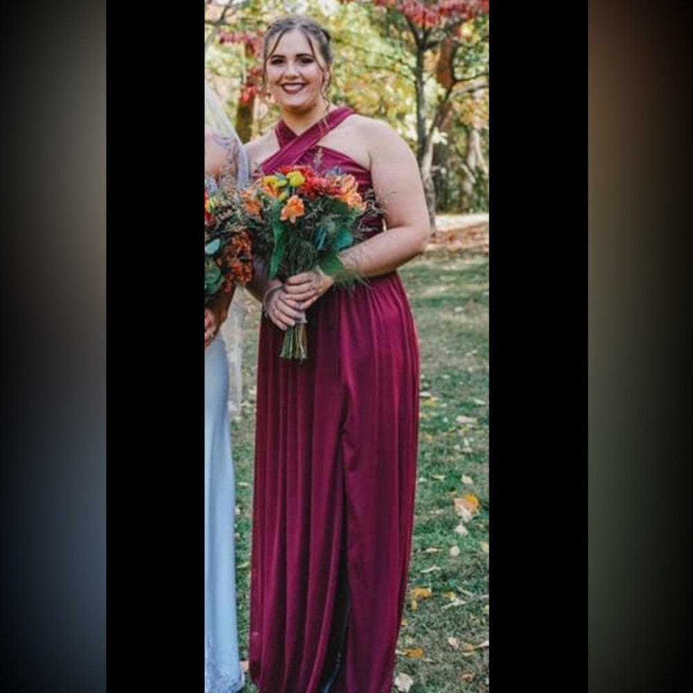 Maroon Size 10 A-Line gown by David’s Bridal